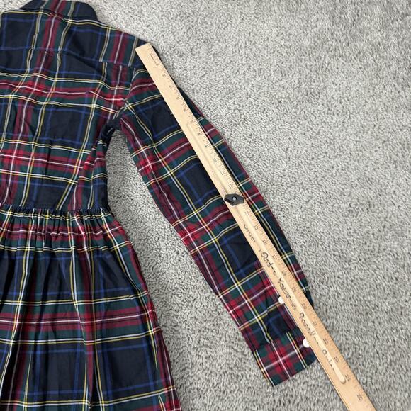 Polo Ralph Lauren Dress Girls 16 Navy Red Plaid Button Front Shirt Dress Cotton - Picture 11 of 12